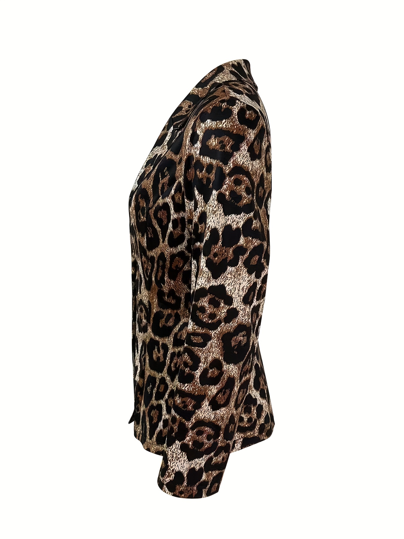 leopard print one button blazer casual lapel long sleeve outerwear womens clothing details 9