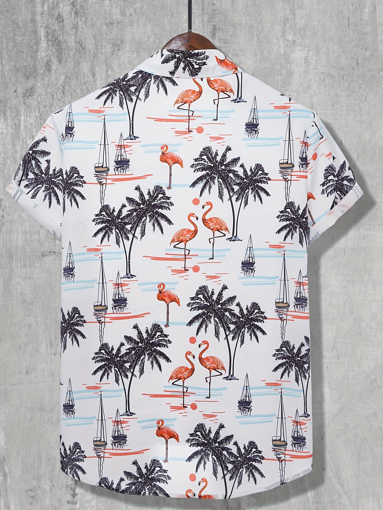 mens shirt top flamingo coconut tree print camp collar bowling shirts short sleeve closure summer hawaiian shirt male casual button up shirt for daily vacation resorts beach shirts for men details 0