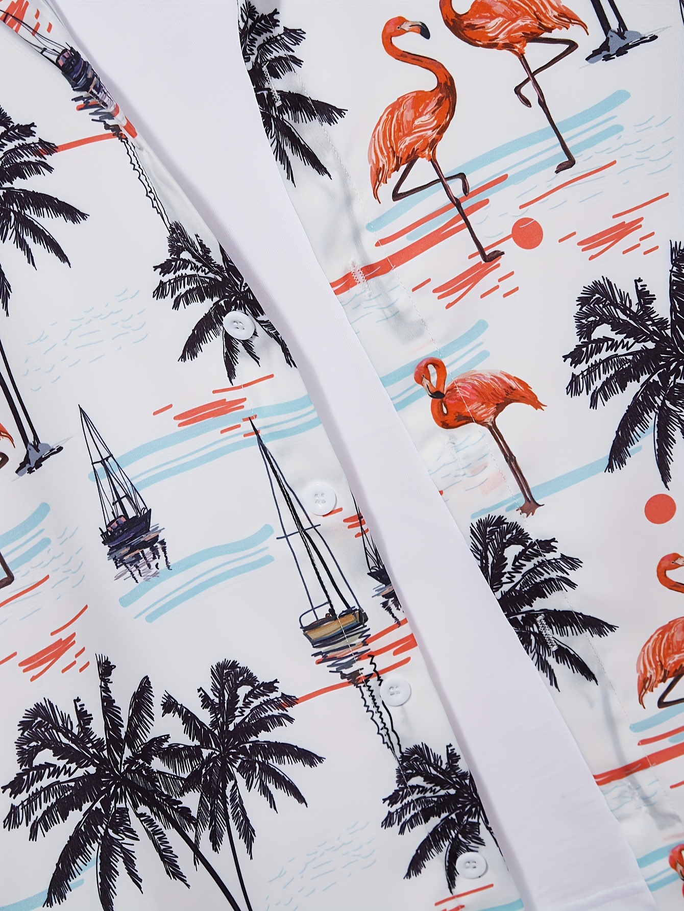 mens shirt top flamingo coconut tree print camp collar bowling shirts short sleeve closure summer hawaiian shirt male casual button up shirt for daily vacation resorts beach shirts for men details 5