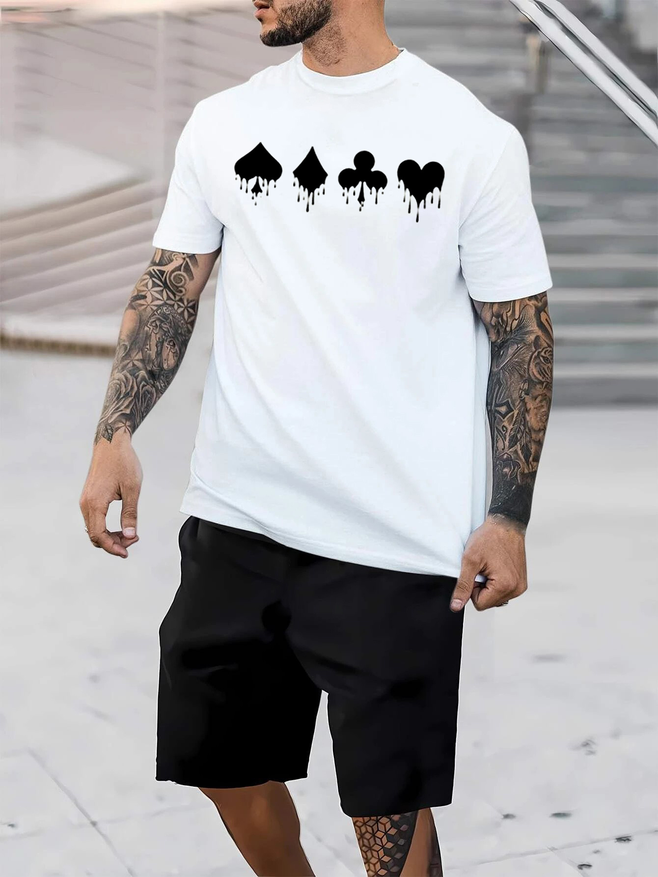 poker card suits god print mens graphic design crew neck t shirt casual comfy tees tshirts for summer mens clothing tops for daily vacation resorts details 0