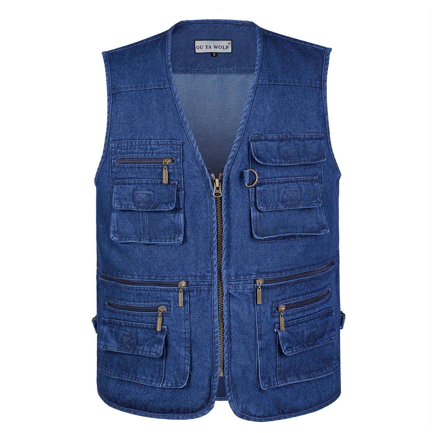 zipper pockets cargo vest mens casual outwear zip up vest for spring summer outdoor fishing photography details 0