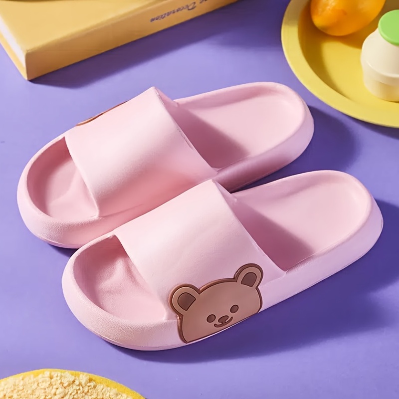 womens bear pillow slides solid color soft sole soft sole quick drying eva shoes bathroom non slip slides details 3