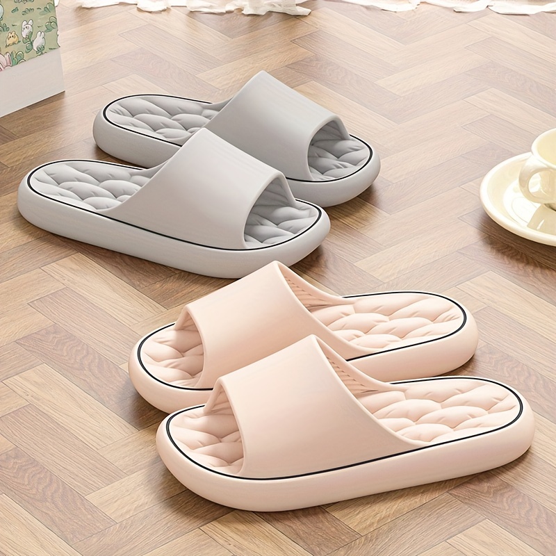 simple solid color slides casual open toe soft sole shoes comfortable indoor home bathroom slides details 1