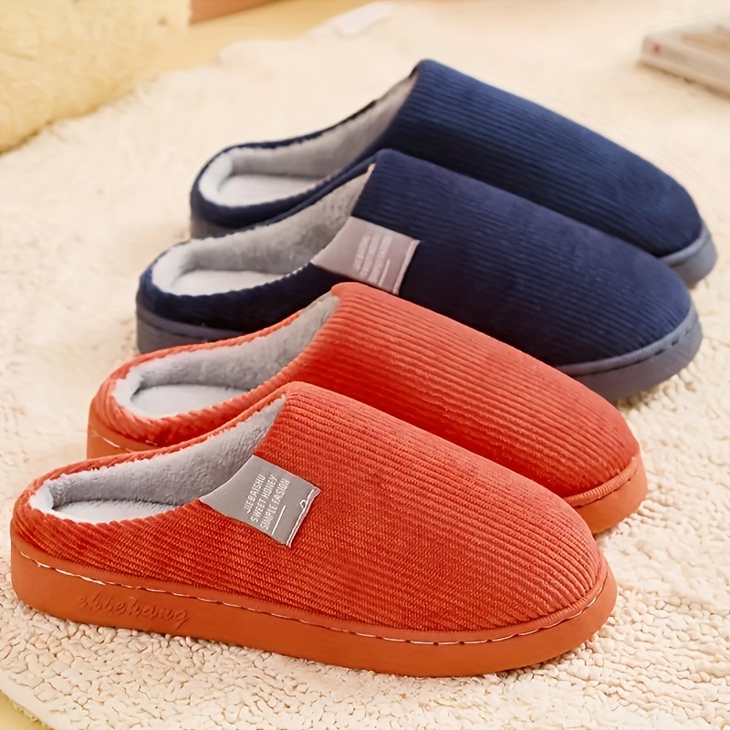 womens plush lined slippers warm winter indoor bedroom fuzzy shoes home mute slippers details 3