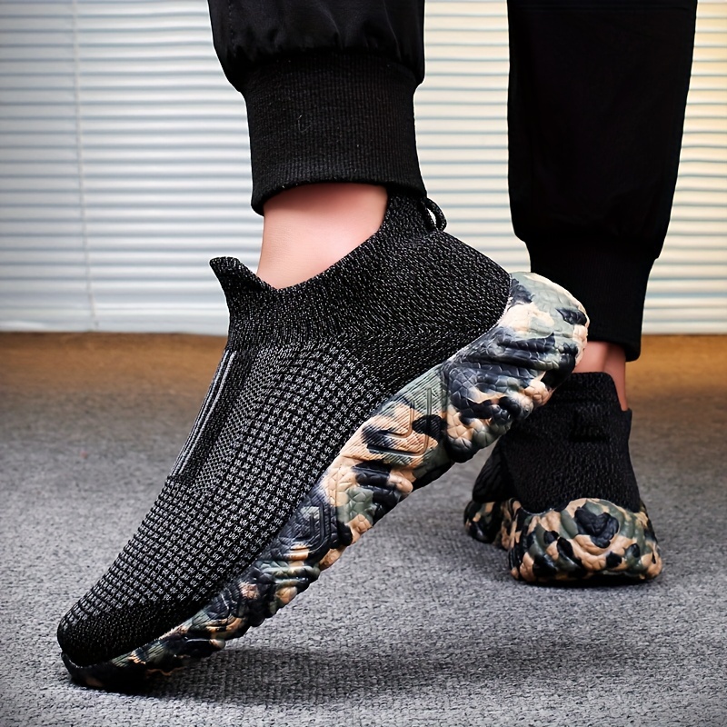 slip sock shoes men s woven breathable comfy non slip details 8