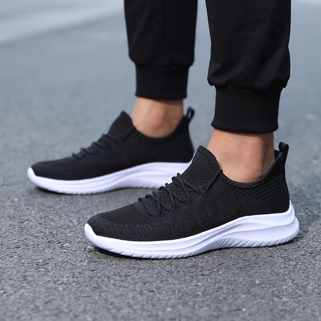 breathable sneakers men s trendy solid woven knit comfy non details 1