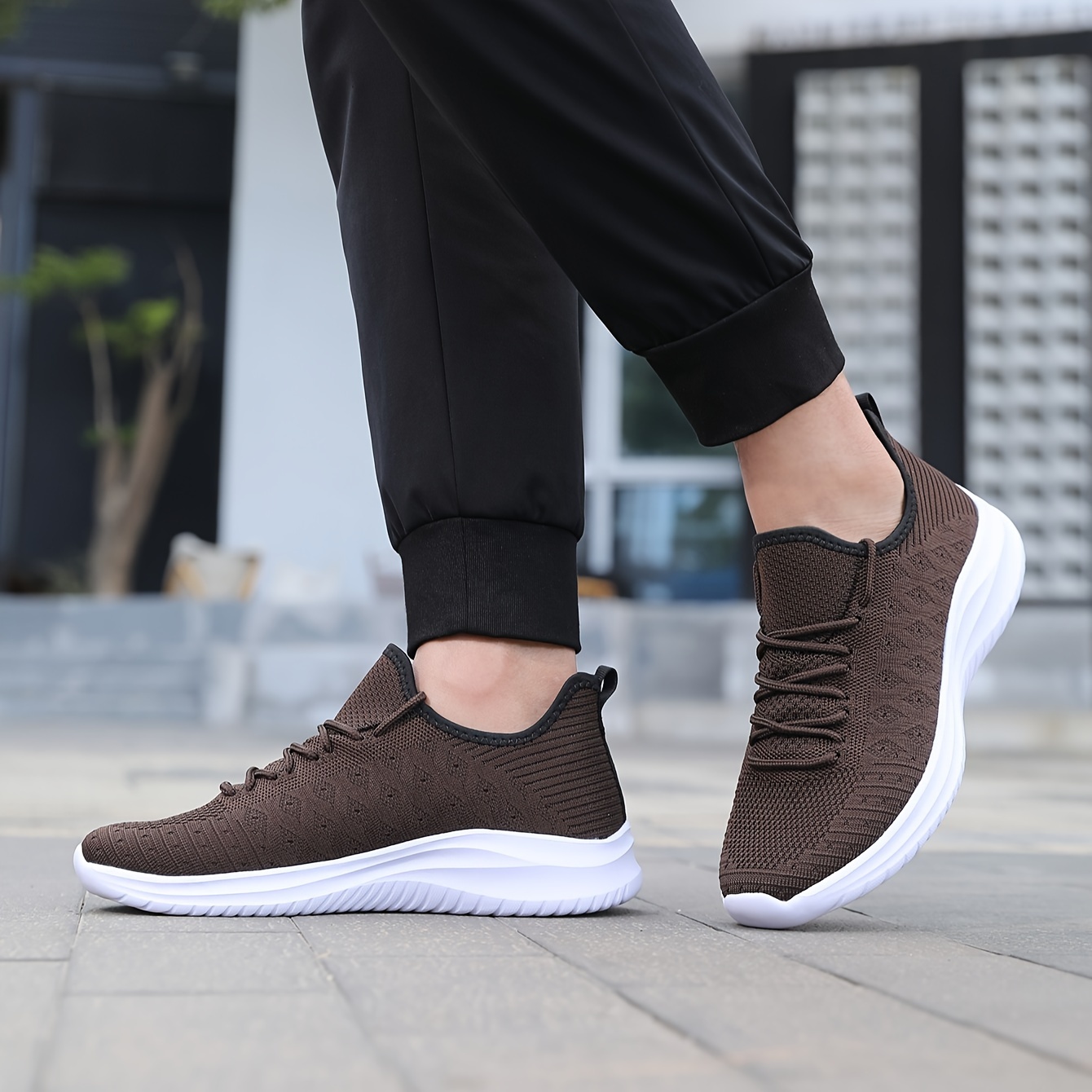 breathable sneakers men s trendy solid woven knit comfy non details 4