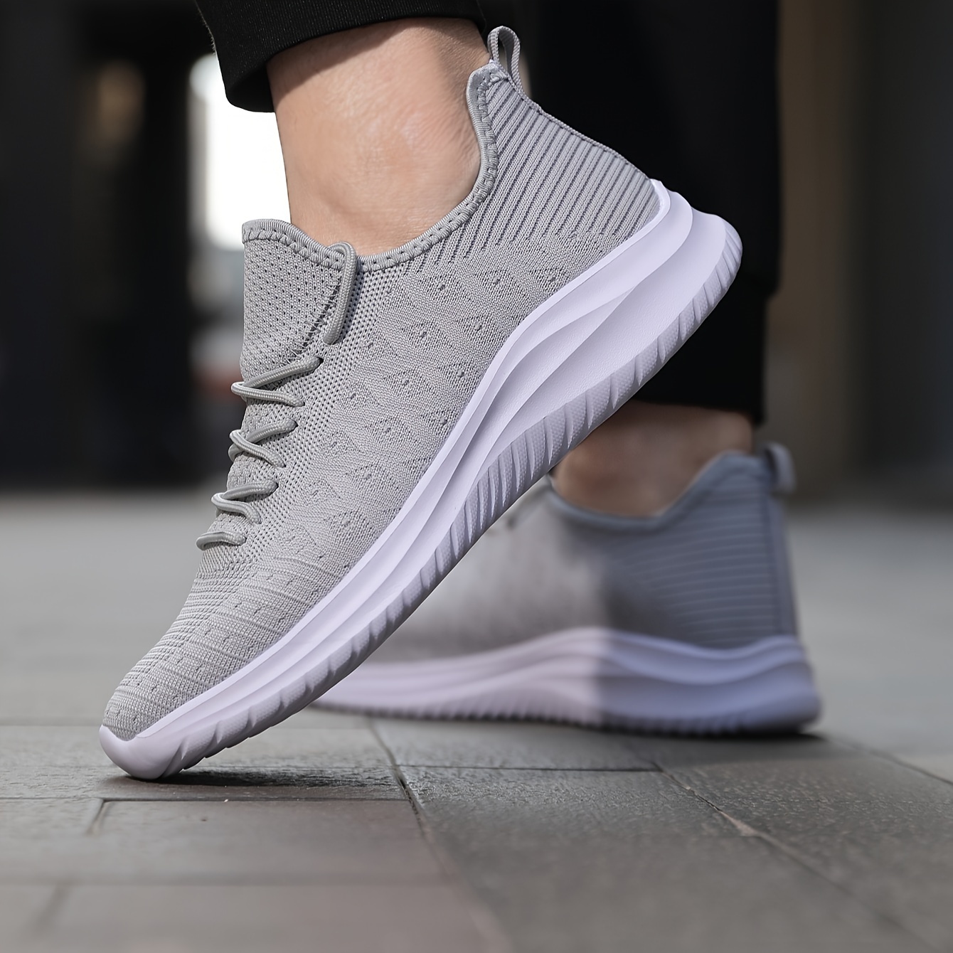 breathable sneakers men s trendy solid woven knit comfy non details 7